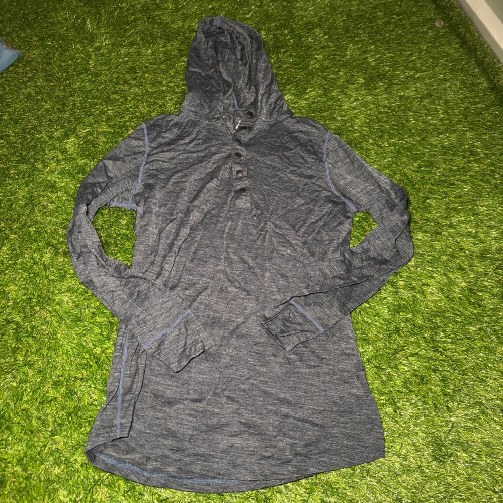 Walter Sky WS-MH02 Merino Wool Nuyarn Henley Hoodie Blue XS